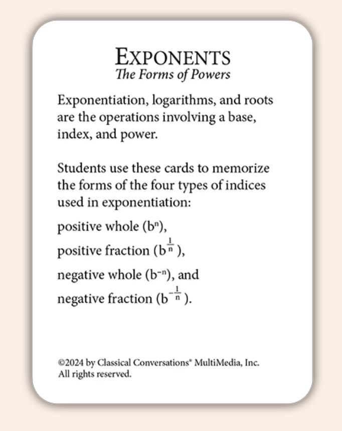Math Flashcards Exponents: The Forms of Powers – Canada-CC
