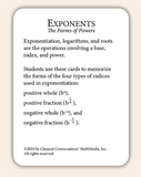 Math Flashcards Exponents: The Forms of Powers